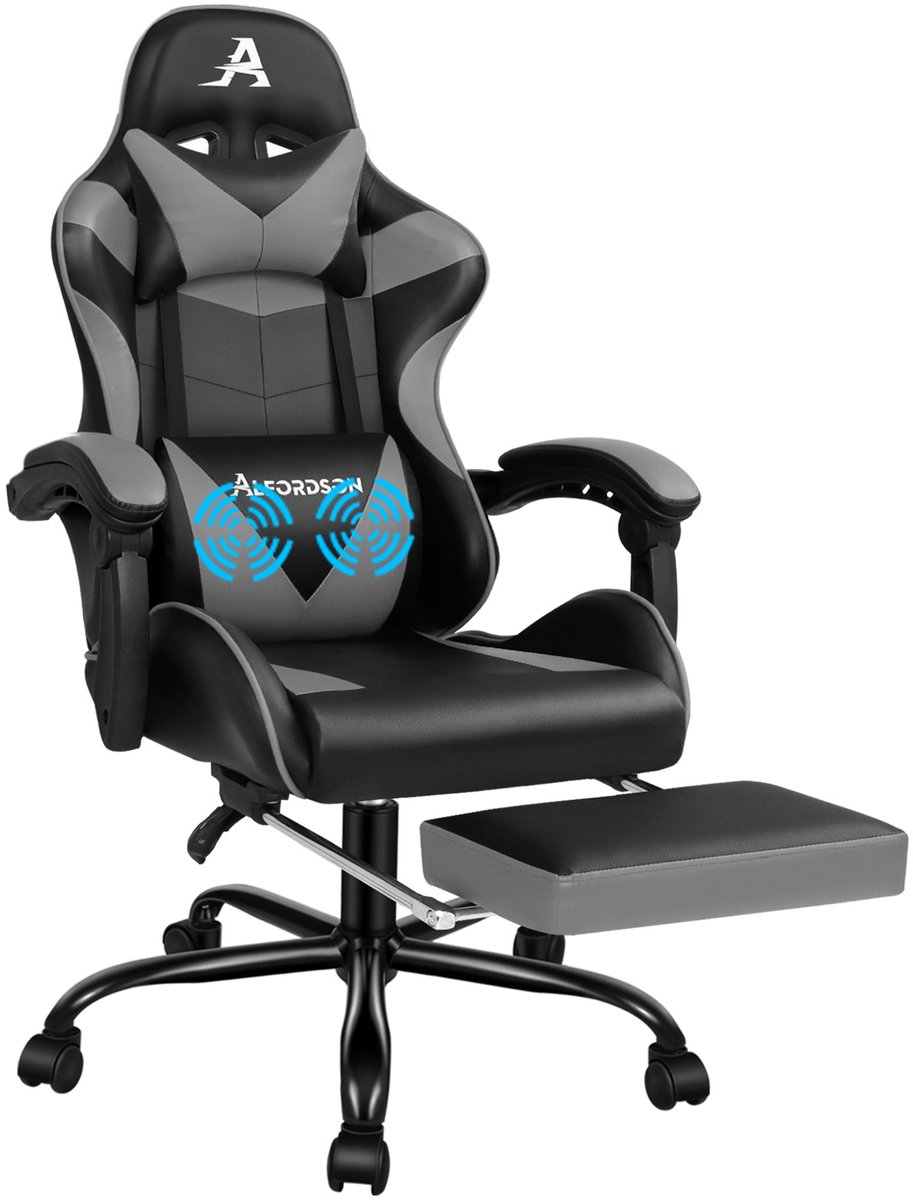 Ergonomische race gaming bureaustoel met verstelbare en in hoogte verstelbare voetsteun en belasting 180 kg