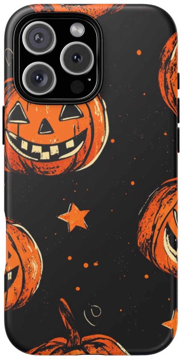 Grunge Halloween Pompoenenpatroon – Telefoonhoesje Geschikt voor iPhone 16 Pro Max