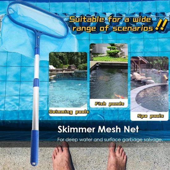 Landing net voor zwembad - fijnmazig nylon - lichtgewicht en duurzaam - perfect voor het verwijderen van bladeren - ShopVlot — afbeelding 5