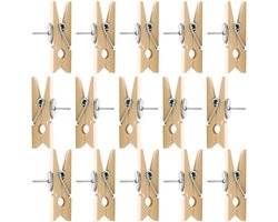 Kissral Pack of 50 Push Pins with Wooden Clips, Wooden Pegs with Thumbtacks, Paper Clips with Pins, Thumbtacks 35 x 7 mm for Cork Boards, Note Board, Card, Drawing Photos, Hanging Natural