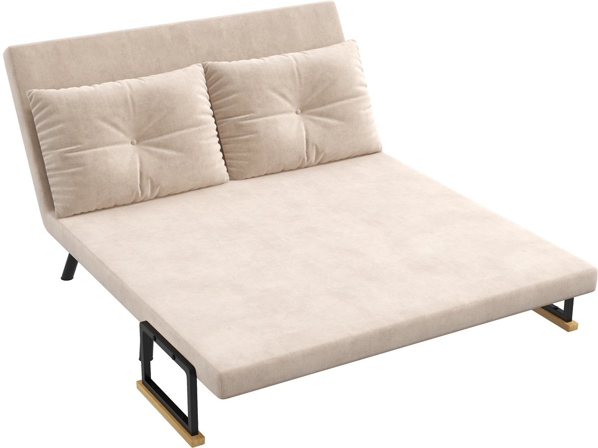 HOMCOM vouwbare slaapbank - met bedfunctie - fluweel - beige
