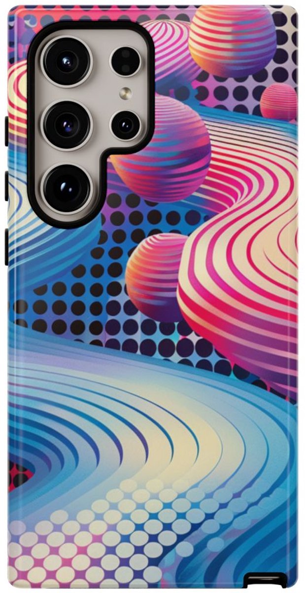 Kleurrijke Abstracte 3D-Golven en Bollen – Telefoonhoesje Geschikt voor Samsung Galaxy S24 Ultra