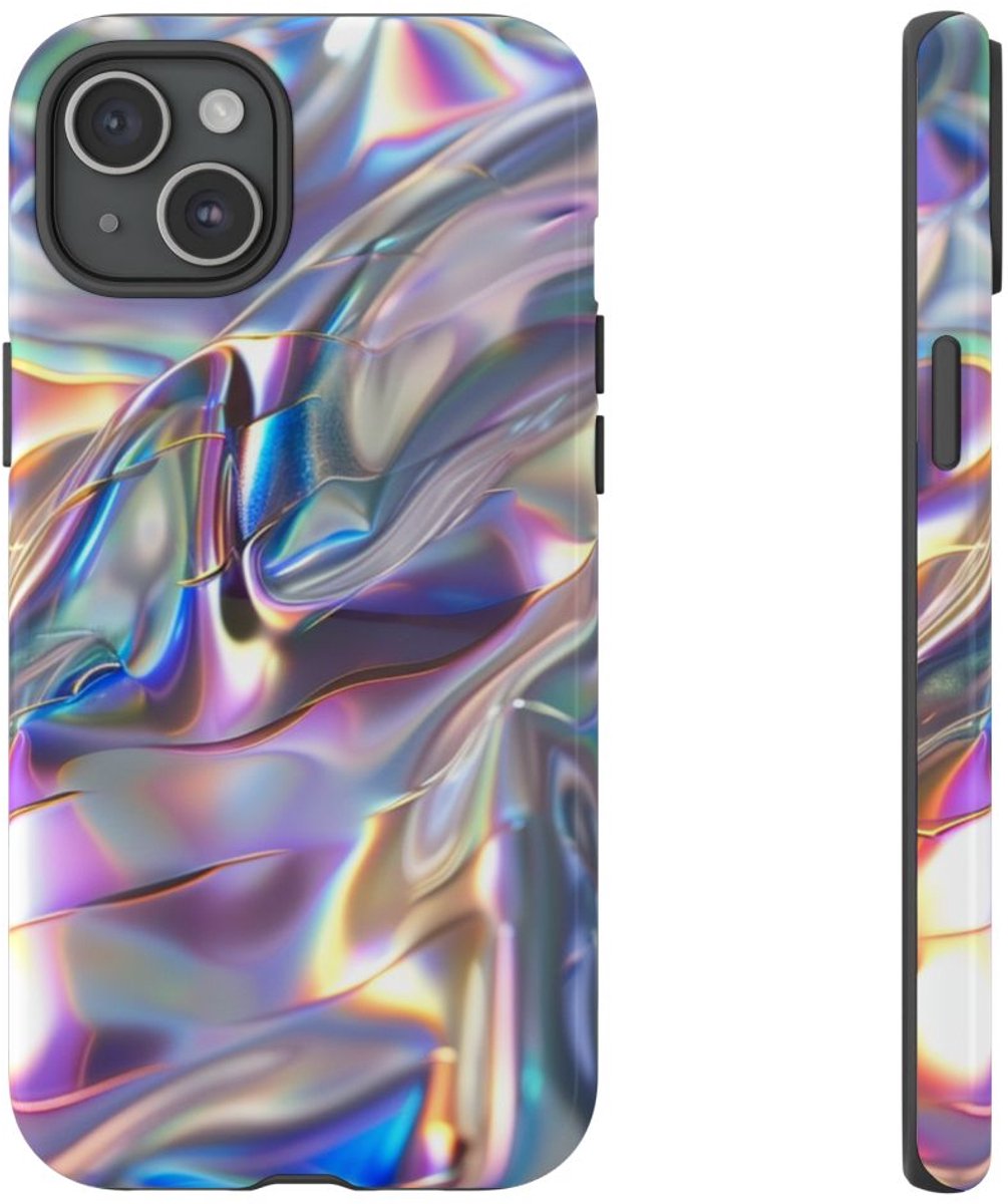 Iridescerende Holografische Textuur – Telefoonhoesje Geschikt voor iPhone 15 Plus