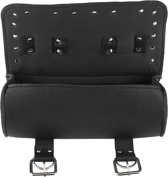 Stuurtas - Zadeltassen - PU Lederen Handgemaakte Motorfiets Vork Tas Roll - Universeel Motorrolbagage - Zwart van Merkloos	 — afbeelding 5