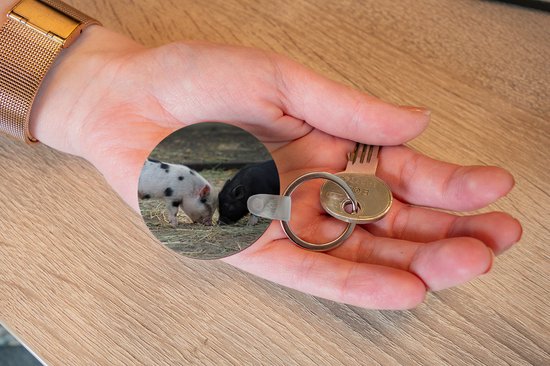 Porte-clés - Cochons - Porcelets - Paille - Plastique - Rond - Cadeaux à distribuer