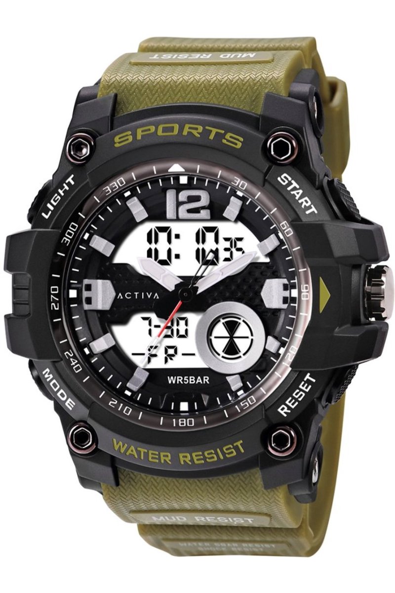 Activa x Invicta Digital ACW497-008 Heren Horloge - Waterdicht - Digitaal - Quartz Uurwerk - Plastic met zwarte Wijzerplaat - 54mm