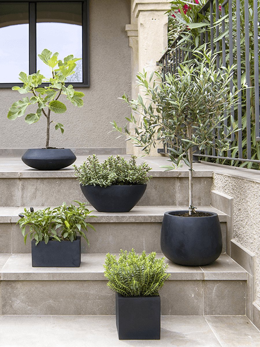 Pottery Pots Flower Pot - Black - D43 x H18 cm