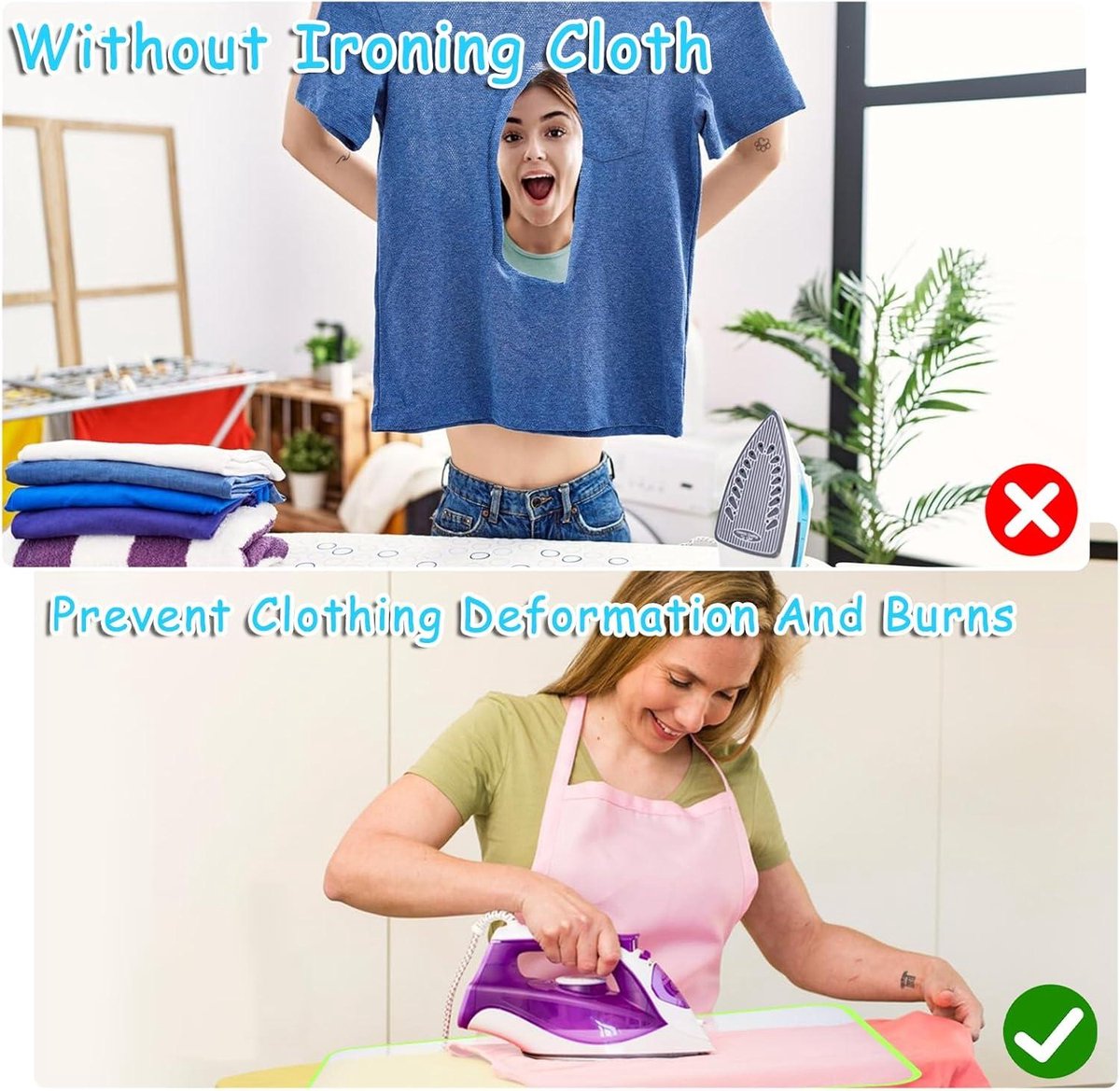 Allecto Plus: 2-pack Strijkdoek van Mesh-stof voor Hittebescherming - Polyester - 40 x 60 cm en 40 x 90 cm - Thuis, Hotels en Kledingwinkels