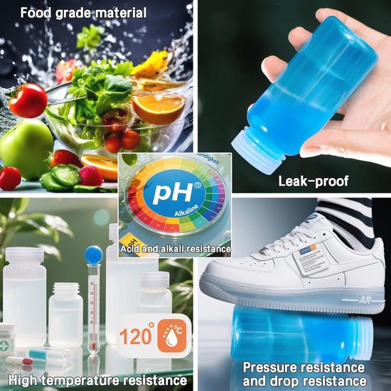 6 Stuks 500 Ml HDPE Flessen Met Brede Hals En Schroefdop – Geschikt Voor Chemicaliën, Keukenopslag Of Hobby, Wit (blauwe Dop)