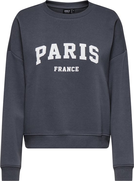 Only Trui Onlsweat Life L/s Crew O.size State 15254183 India Ink/paris France Dames Maat - XS