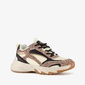 Blue Box meisjes sneakers met panterprint details bruin beige - Maat 38 - Uitneembare zool