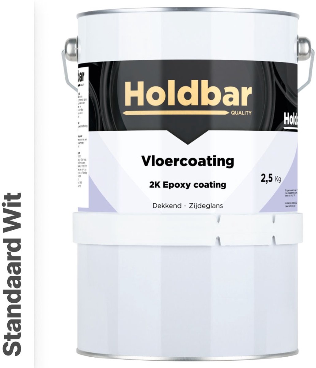 Holdbar Vloercoating Standaard Wit 2,5 kg - Vloerverf - Alle kleuren - Voor Binnen en Buiten - Slijtvast - UV-bestendig - Gemakkelijk te reinigen - 2 Componenten Verf