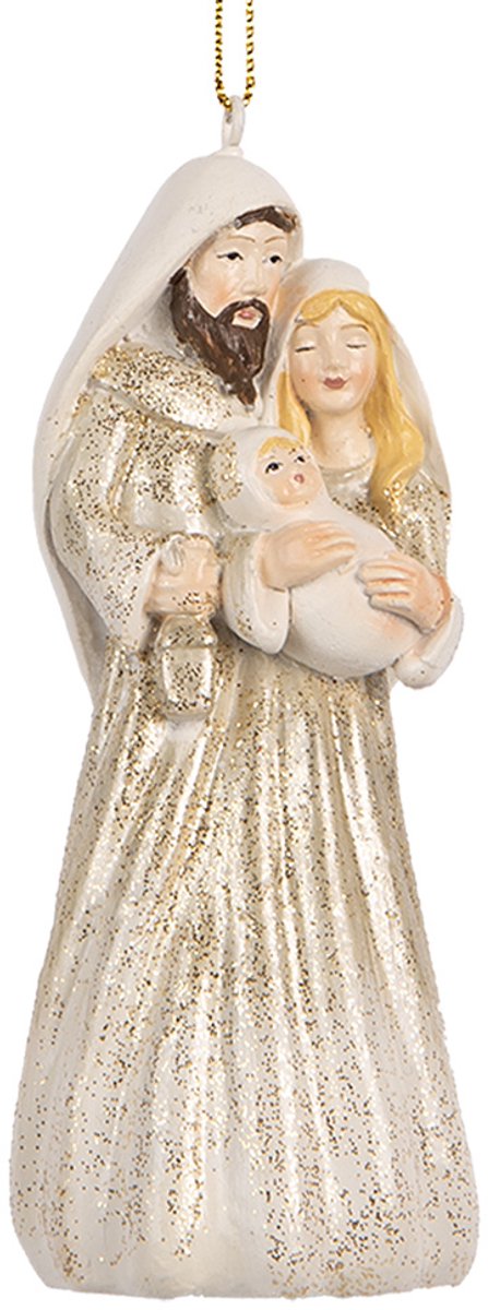 Kerstgroep van 11 cm groot in beige kunststof van Clayre & Eef.
