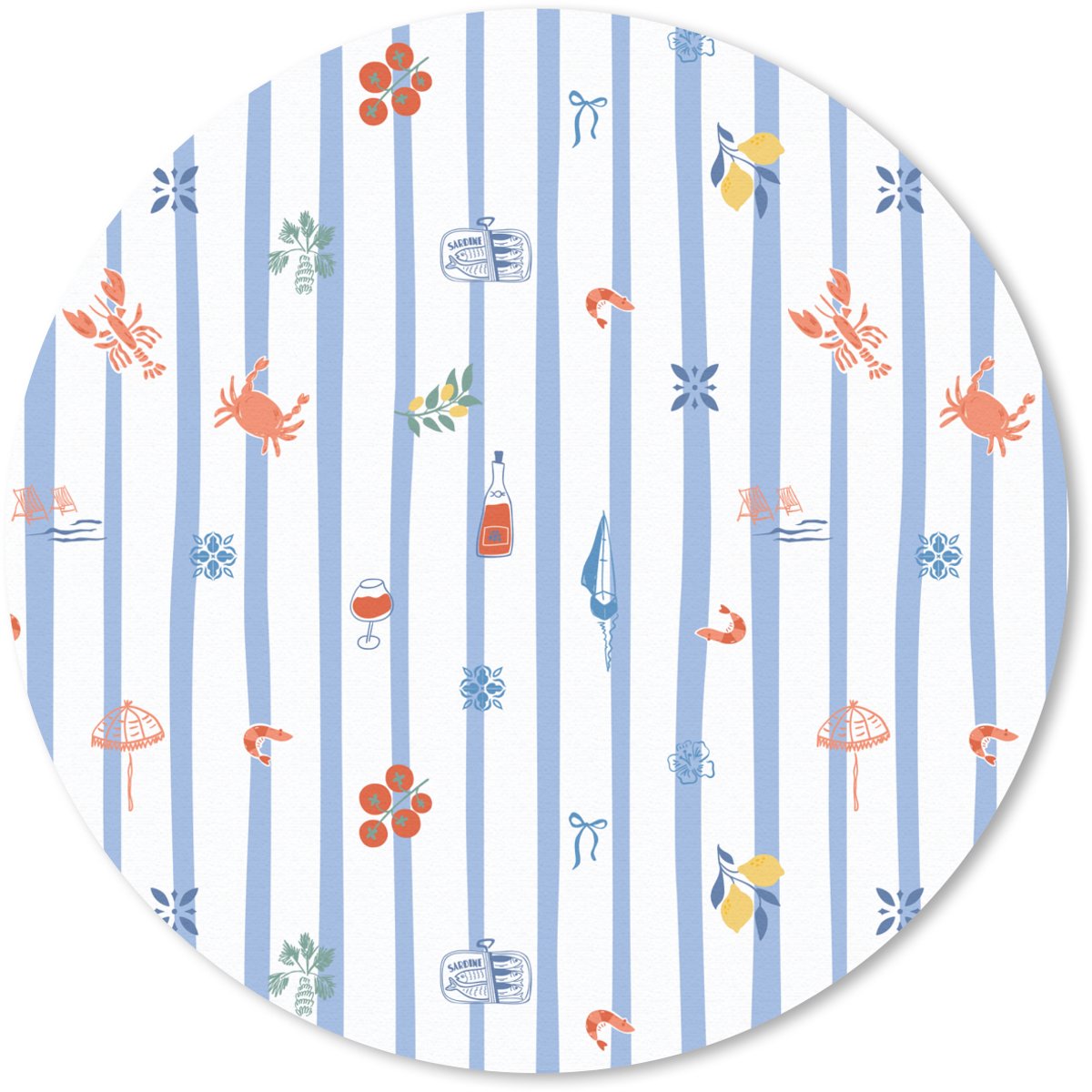 Muismat rond 20x20 cm - Mousepad Zee - Sfeer - Strand - Blauw - Ronde muismatten