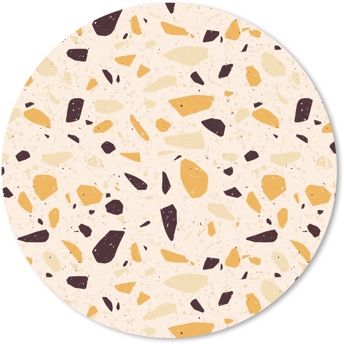 Muismat rond 50x50 cm - Mousepad Terrazzo - Patroon - Geel - Ronde muismatten