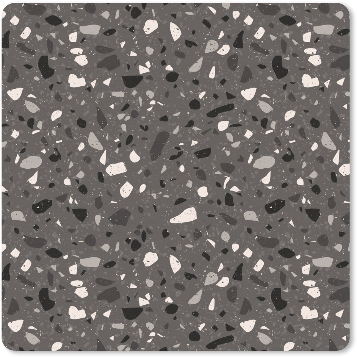 Muismat XXL 60x60 cm - Bureau onderlegger - Bureau mat Terrazzo - Patroon - Grijs - Bureaumat - Gaming mousepad xl - Bureaulegger groot - Computer deskmat