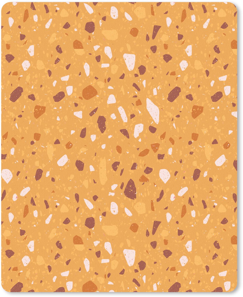 Muismat 19x23 cm - Mousepad Terrazzo - Patroon - Okergeel - Muismatten