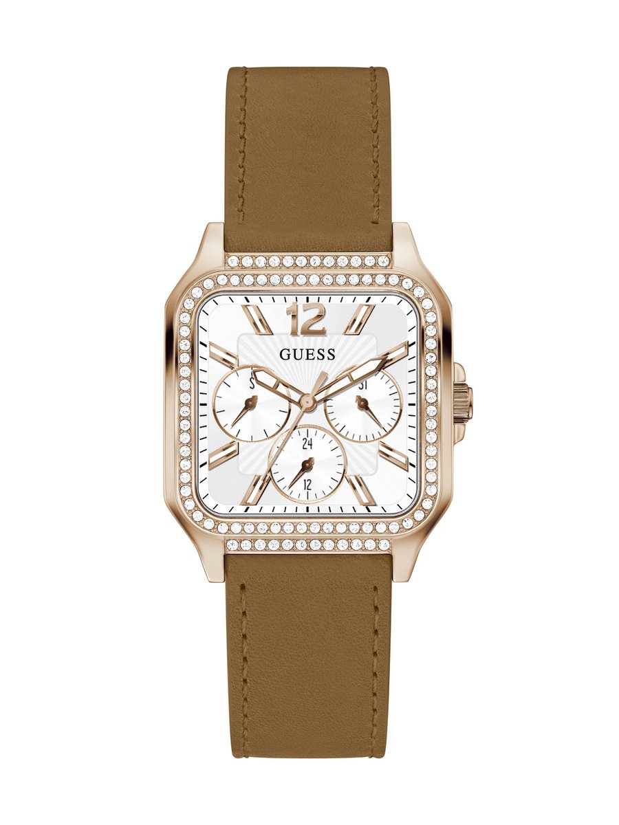 Guess Deco Multifunctioneel Analoog Horloge Bruin Kast 100%: Roestvrij Staal | Armband 100%: Leer 35 GW0309L3