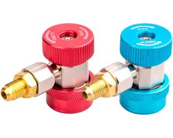 Geschikt voor R134A-adapterfittingen, instelbare R134a hoge/lage snelkoppeling, AC Freon-manometerslangconversiekit, 1/4 SAE HVAC met 1/4'' vrouwelijke 1/2 mannelijke messingadapter