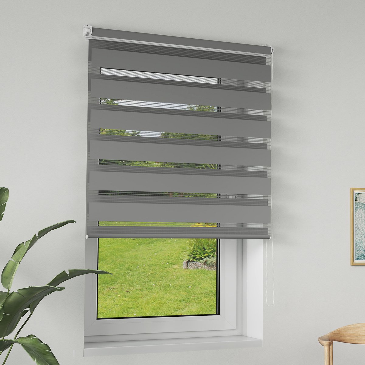 Dubbel rolgordijn Klemmfix klemrolgordijn raamgordijn zijtrekrolgordijn UV-bescherming privacybescherming - Grijs - B90 x H220 cm