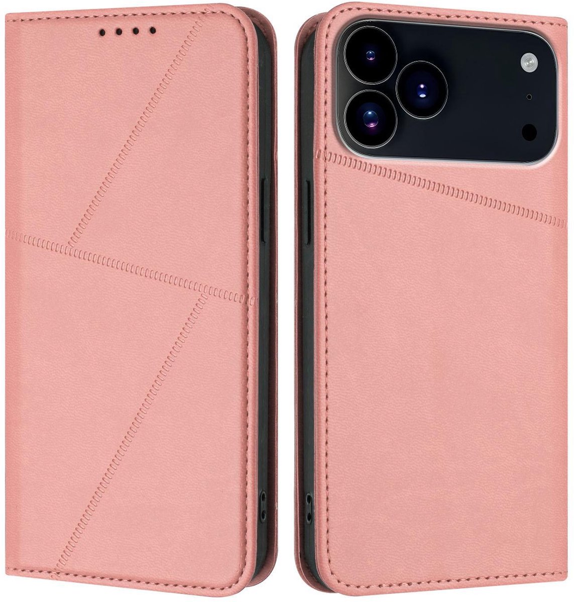 Mobigear Telefoonhoesje geschikt voor Apple iPhone 17 Pro Max Hoesje | Mobigear Frosted Flip Bookcase Portemonnee | Pasjeshouder voor 2 Pasjes | Telefoonhoesje voor Pinpas / OV Kaart / Rijbewijs - Roze