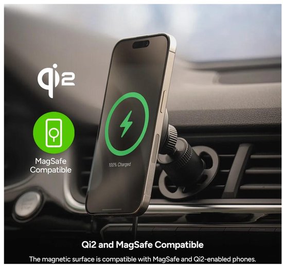 Support Chargeur Voiture Callstel – Aimanté MagSafe / Qi 15W – Pour Grille Aération