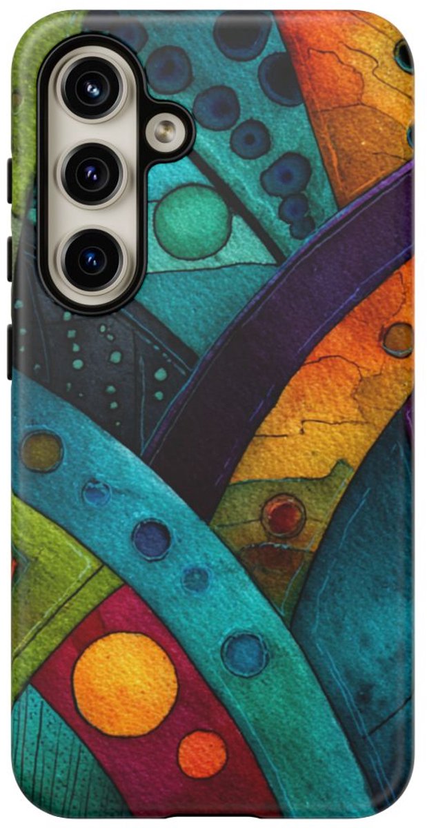 Kleurrijke Abstracte Geometrische Kunst – Telefoonhoesje Geschikt voor Galaxy S24