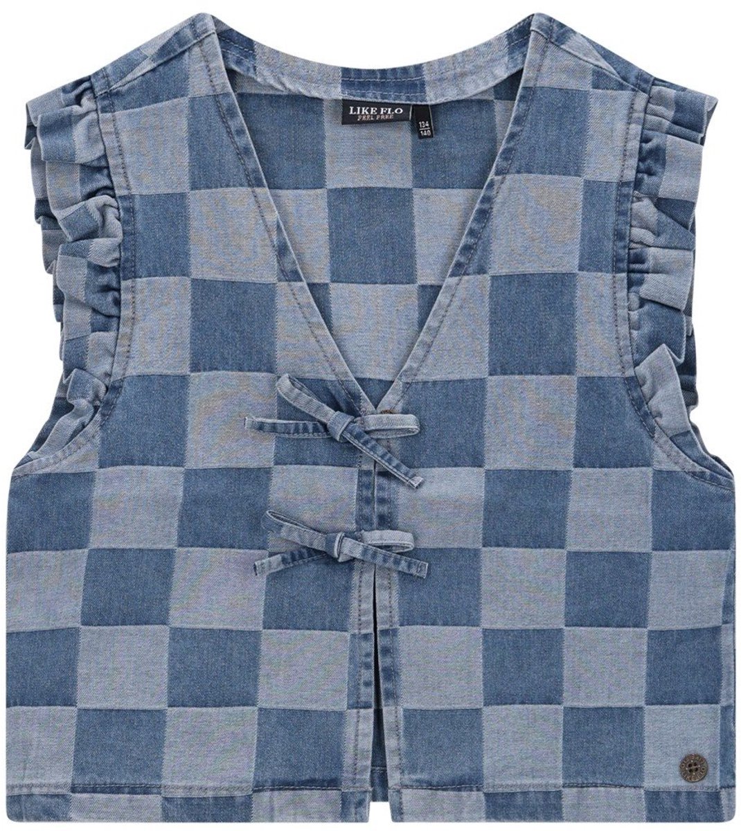 Like Flo winter gilet meisjes - blauw - Dia - nep strik sluiting