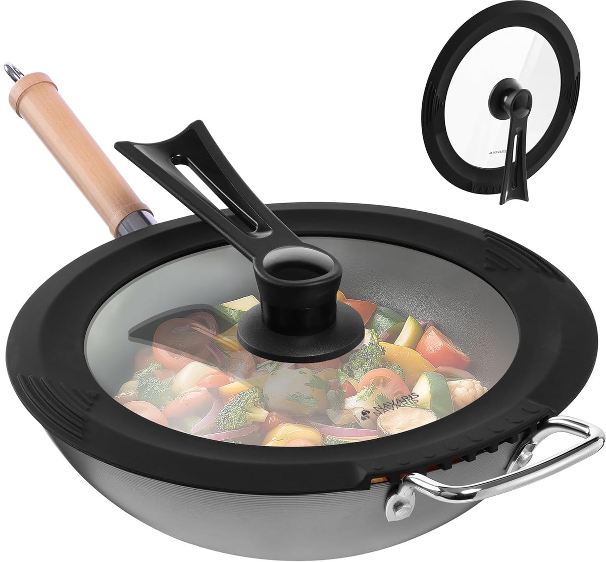 Vrijstaande Pannendeksel - Vaatwasserbestendig - 1 stuk - 26-30 cm - Glas en Siliconen