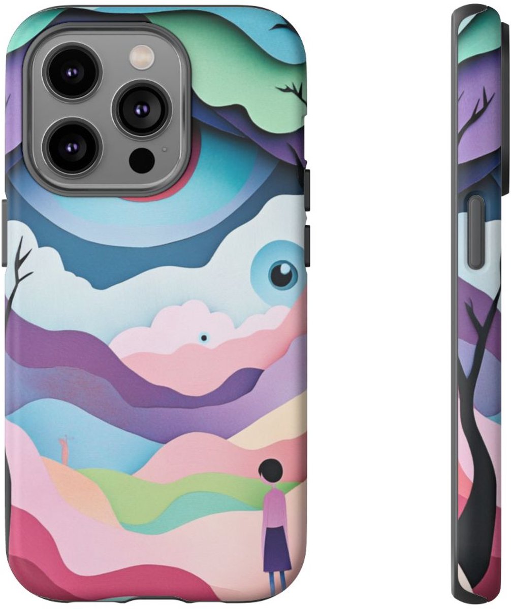 Sprookjesachtig Ooglandschap met Silhouet – Telefoonhoesje Geschikt voor iPhone 14 Pro