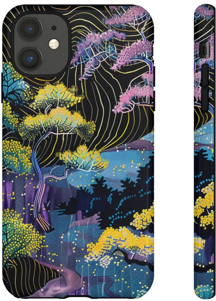 Kleurrijk Abstract Boomlandschap – Telefoonhoesje Geschikt voor iPhone 11