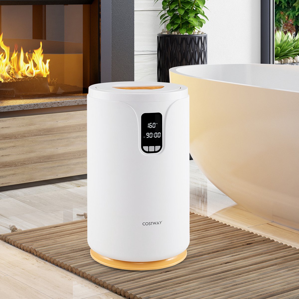 COSTWAY Handdoekverwarmer 20l handdoek-warmteapparaat met ledlicht, 0,5-24 uur vertragingstimer, 30/60/90 min. opwarmtijd, elektrische verwarming voor handdoeken, badjassen (Wit, 34 x 34 x 54 cm COSTWAY Handdoekverwarmer 20l handdoek-warmteapparaat met ledlicht, 0,5-24 uur vertragingstimer, 30/60/90 min. opwarmtijd, elektrische verwarming voor handdoeken, badjassen (Wit, 34 x 34 x 54 cm