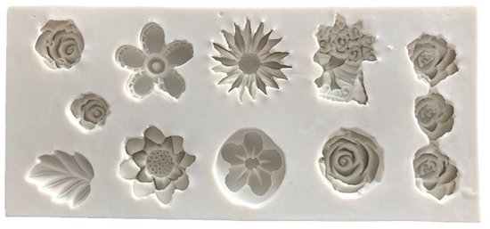 1 stuk roze bloemen zonnebloemen bloemen vloeibaar siliconen vorm DIY diverse bloemen taart decoratieve polymer klei, formaat 13 x 6 x 1CM
