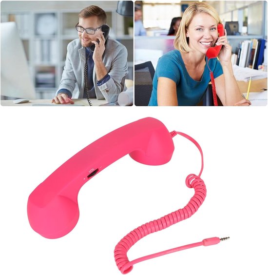 Retro 3,5 Mm Telefoonhoorn - Stralingsbestendige Mobiele Telefoonontvanger - Microfoon Microfoonluidspreker - Vintage Telefoonhoorn voor Mobiele Telefoon Smartphone met USB C - PINKS van Merkloos	 — afbeelding 2