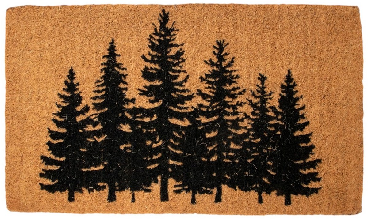 Mars & More Deurmat Kokos handgeweven dennenbomen 75cm Multi