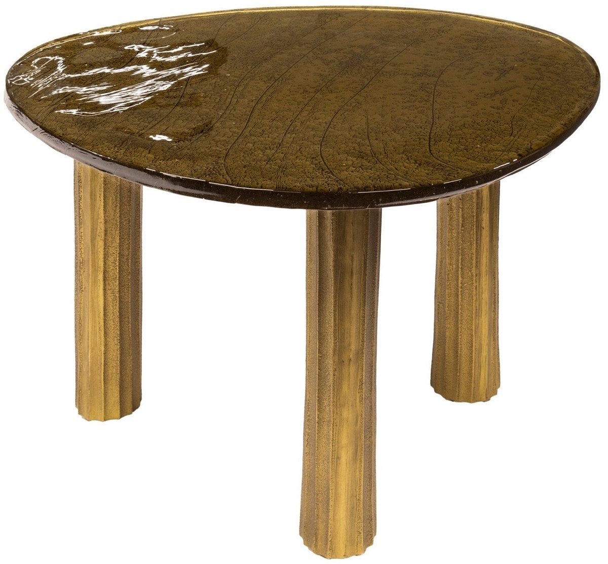 Industrieel In Huis Salontafel Rond Goud (70x59x45cm) - Bijzettafeltjes Woonkamer - Bijzettafels Rond Goud- Antieke Ronde Tafel - Salontafel Industrieel Goud- Decoratie Salontafel - Salon Tafel Industrieel & Landelijk - Grote & Kleine Tafel