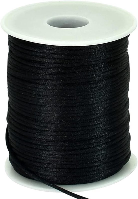 Allecto Premium Zwart Nylon Koord 2mm X 100 Meter Voor Sieraden Maken 