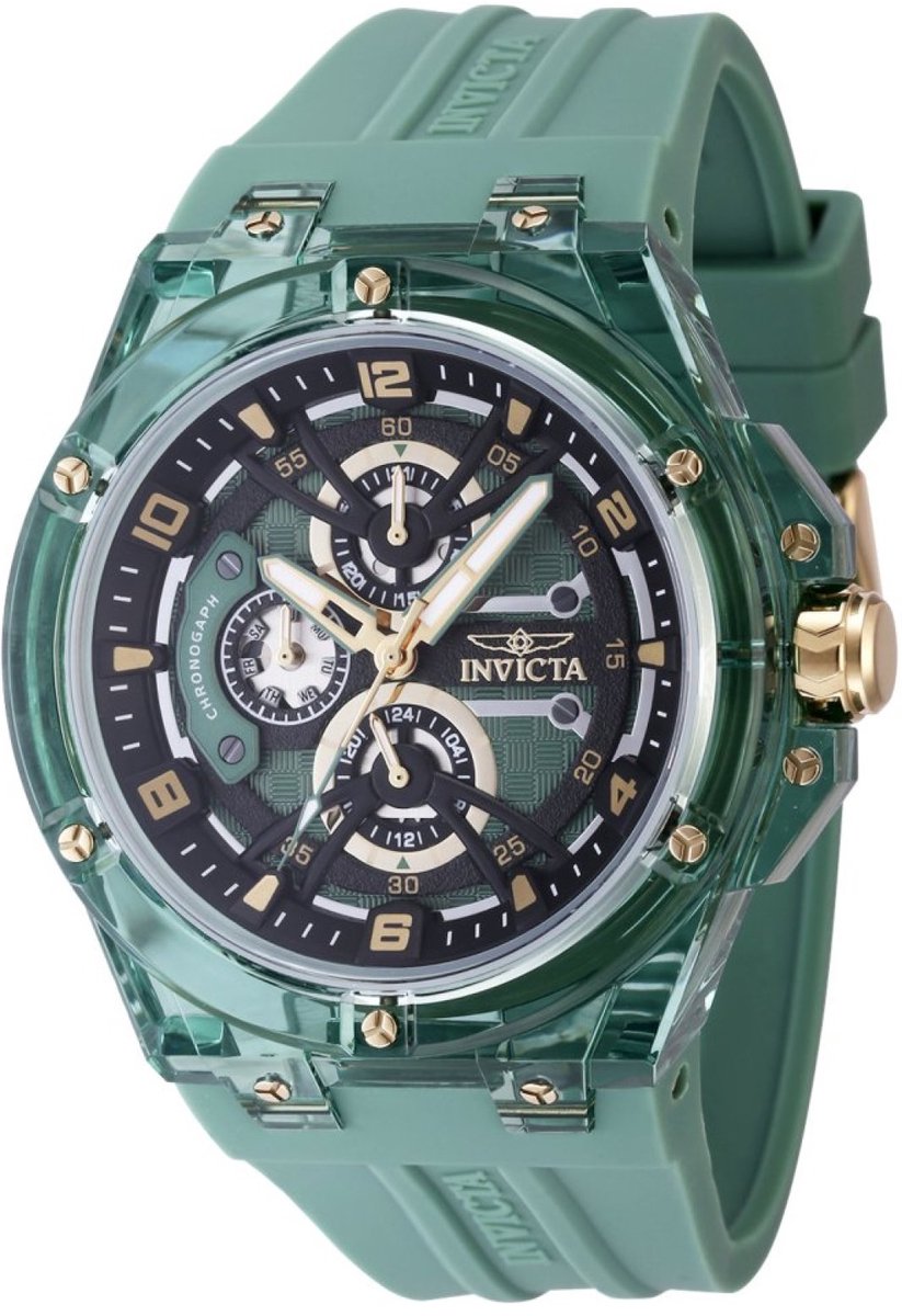 Invicta Racing 48805 Heren Horloge - Waterdicht - Analoog - Quartz Uurwerk - Plastic met zwarte Wijzerplaat - 46mm