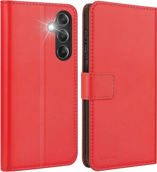 Allecto Premium - Étui MagFlip pour Samsung Galaxy A16 - Rouge - Cuir véritable - Handgemaakt - Étui de protection