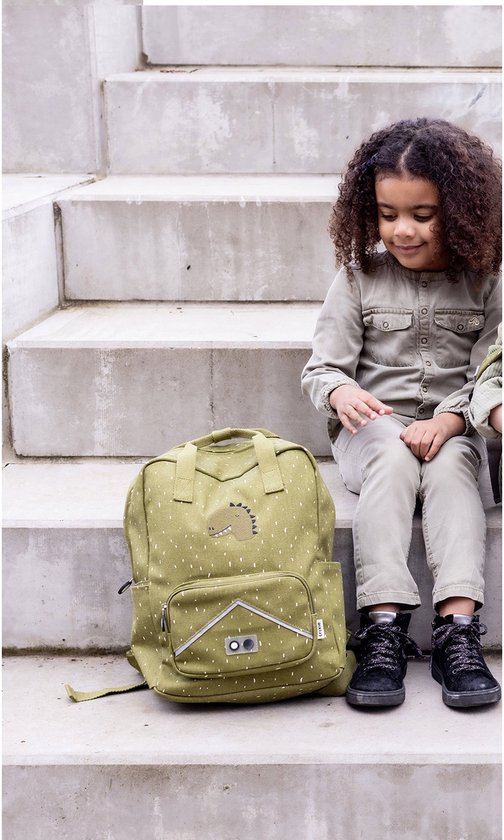 Trixie Rugzak - Mr. Dino - Schooltas Waterafstotend - Boekentas voor Kind - Voor Jongens en Meisjes - Ook geschikt als Gymtas - Groen