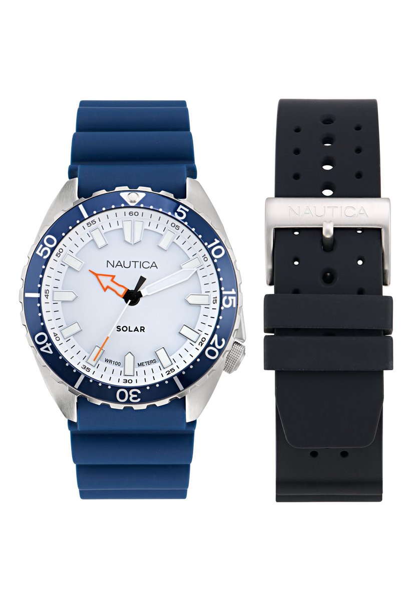 Nautica Nautica Vintage Kwarts Analoog Horloge Blauw Case: 100% Stainless Steel | Armband: 100% Silicone 44 mm NAPNVF409