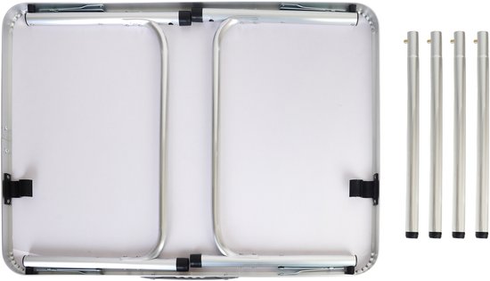 campingtafel hoogte verstelbaar - 70x75x55 cm - met handvat - inklapbaar - wit van Merkloos — afbeelding 4