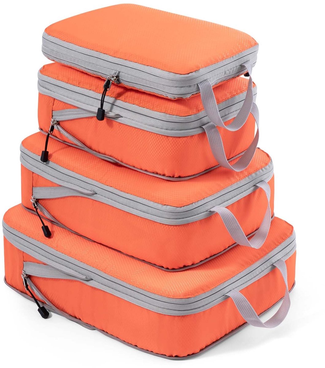 Ibenzoa® 4-delige set met waterdichte reisorganizers voor ruimtebesparing in koffer en handbagage