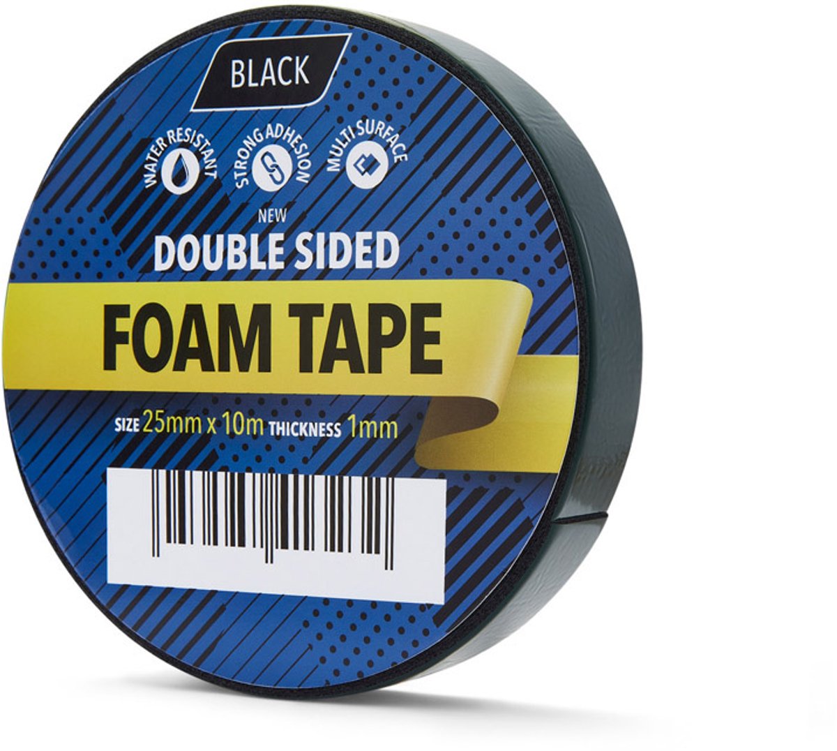 Dubbelzijdige foam tape - 25mm x 10m - Zwart