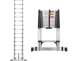 Telescopische Vouwladder Trivano - 5M - A-Frame & Rechte Ladder - Roestvrijstaal - 2-in-1 Verlengladder - 150kg Draagvermogen