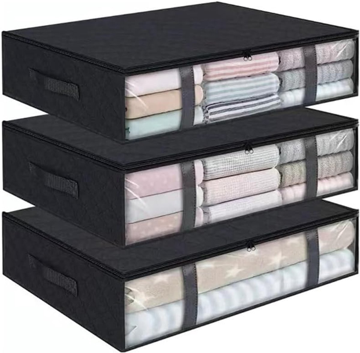 Opbergzakken voor onder het bed - Kleding Opbergdozen - 40 Liter - Opvouwbare Opbergcontainers voor Beddengoed met Versterkte Handvatten en Onder-Bed Ritsen - Opbergdoos voor Dekens - Dekbedden