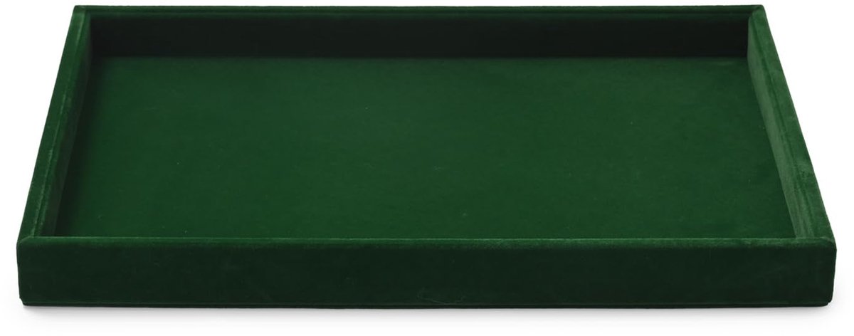 Ibenzoa® Stapelbaar sieradentableau van velvet voor sieradenopslag in lade, 35x24x3,5 cm, donkergroen