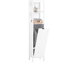 SoBuy BZR123-W Badkamerkast - Witte Hoge Kolomkast met Planken