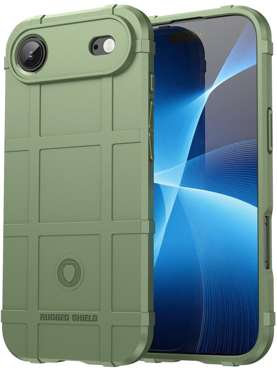 Mobigear Hoesje geschikt voor Apple iPhone Air Telefoonhoesje Flexibel TPU | Mobigear Rugged Shield Backcover Shockproof | Schokbestendig iPhone Air Telefoonhoesje | Anti Shock Proof - Groen