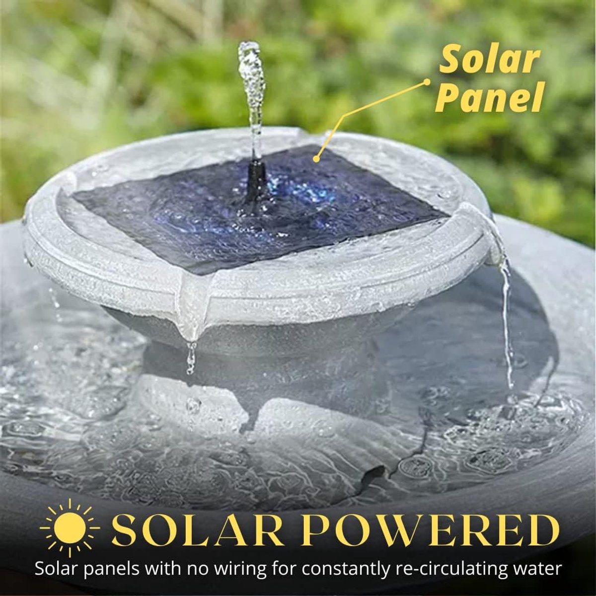 RFWR® Zonne-energie Tuin Waterfontein met Cascade en Steeneffect - Vrijstaande Decoratie voor Buiten